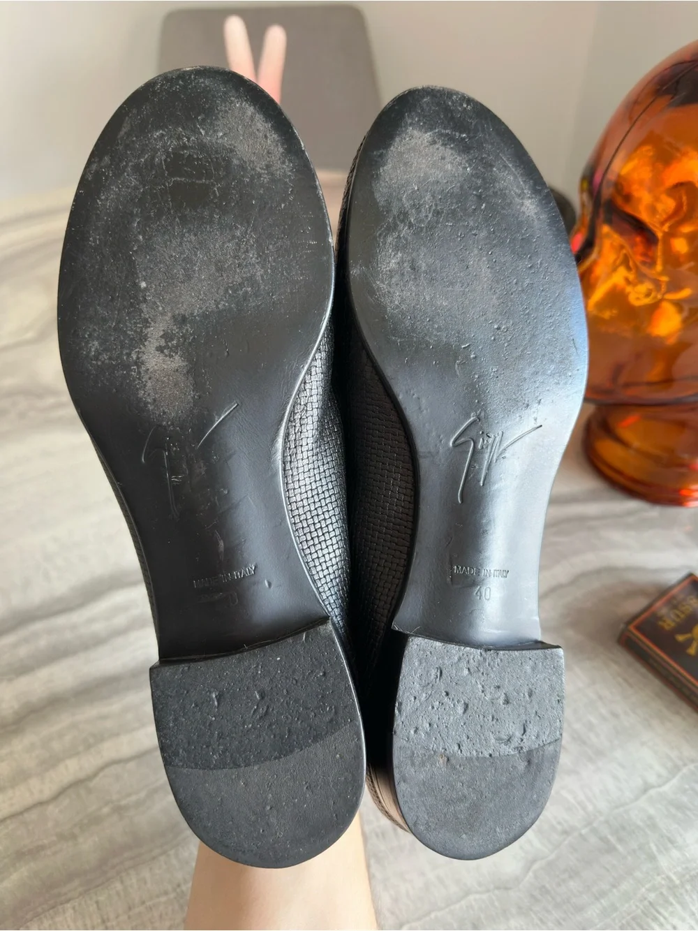Giuseppe Zanotti Black Basketweave Leather Venetian Loafers